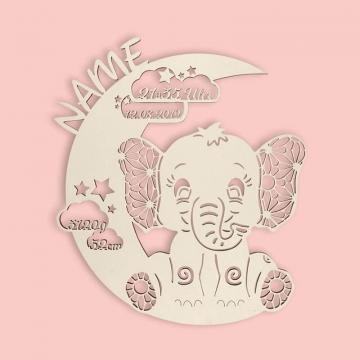 Elefant mit Namen und Geburtsdaten des Kindes Elefant mit Namen und Geburtsdaten des Kindes