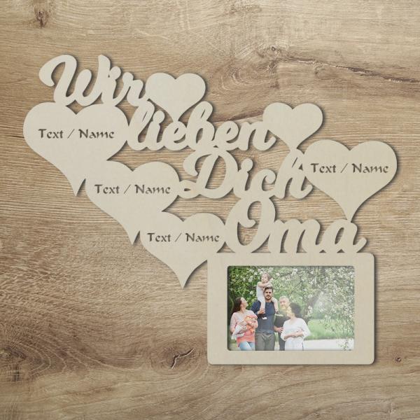 Geschenke für Oma Bilderrahmen Wir lieben dich Unbehandelt