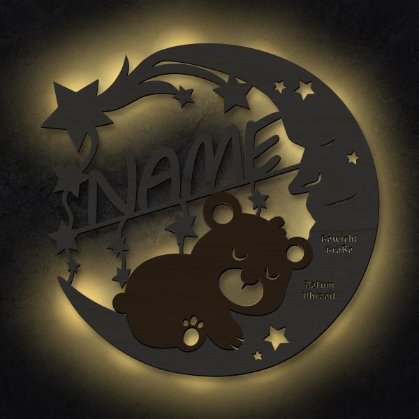 Sweet dreams v3 Taufgeschenk Mond Teddy Sterne mit Namen