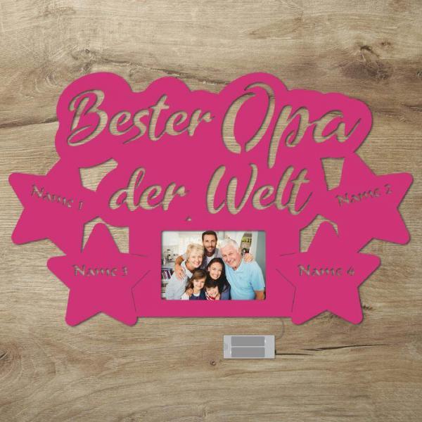 Wir lieben Dich Opa LED Holz Bilderrahmen + Namen