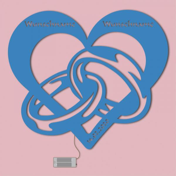 Herz Ringe LED Hellblau