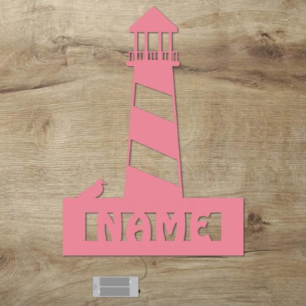 Leuchtturm LED Wand Lampe mit Namen