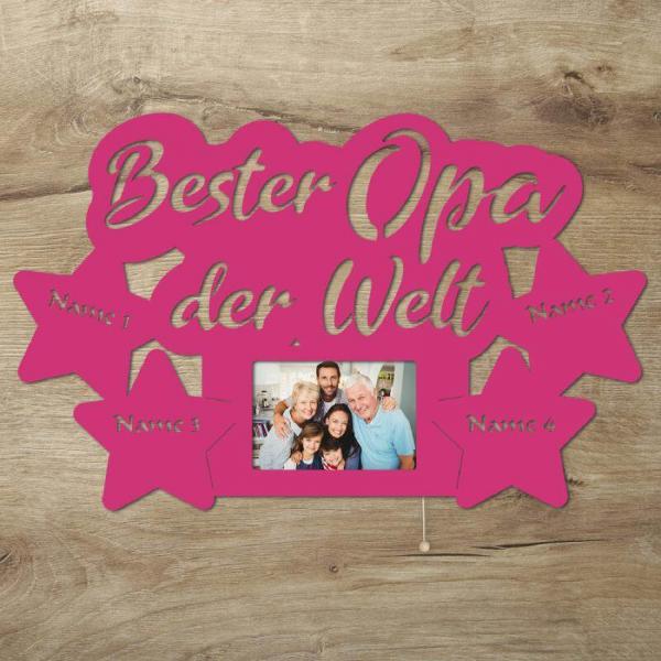 Wir lieben Dich Opa LED Holz Bilderrahmen + Namen