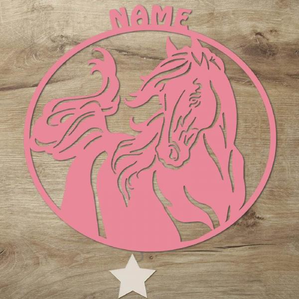 Holz Pferdefreunde Wand Nachtlicht Lampe + Name