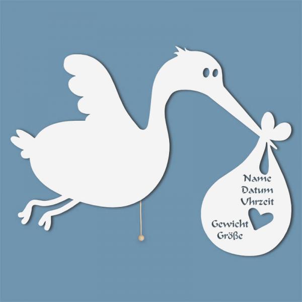 Geschenkidee zur Geburt Storch Beutel Nachtlicht LED Weiß