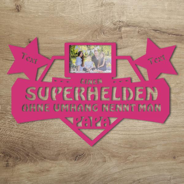 Geburtstagsgeschenk für Papa Superheld Bilderrahmen Pink