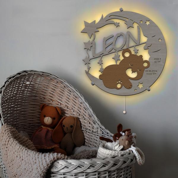 Sweet dreams v3 Taufgeschenk Mond Teddy Sterne mit Namen